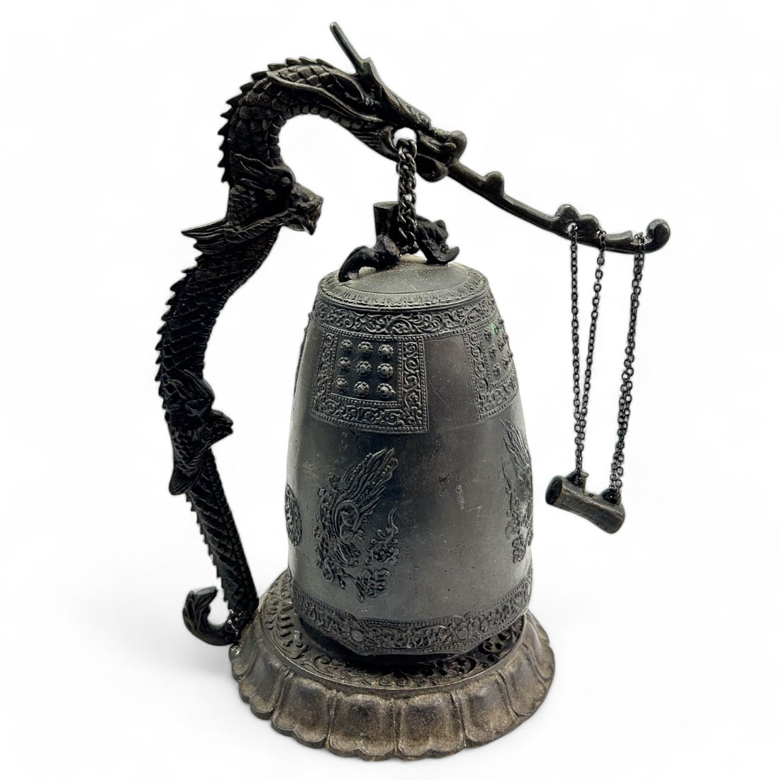 Chinese Bronze Dragon Buddhist Prayer Gong Bell (1 of 6)