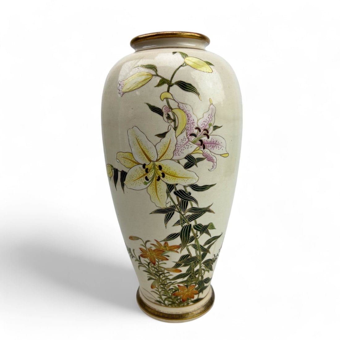 Japanese Porcelain Lily Floral Flower Bouquet Vase (1 of 4)