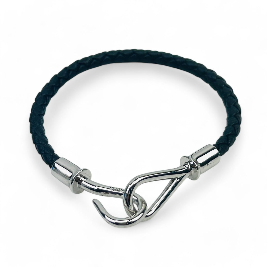 Hermes Paris Braided Leather Jumbo Hook Bracelet (1 of 4)