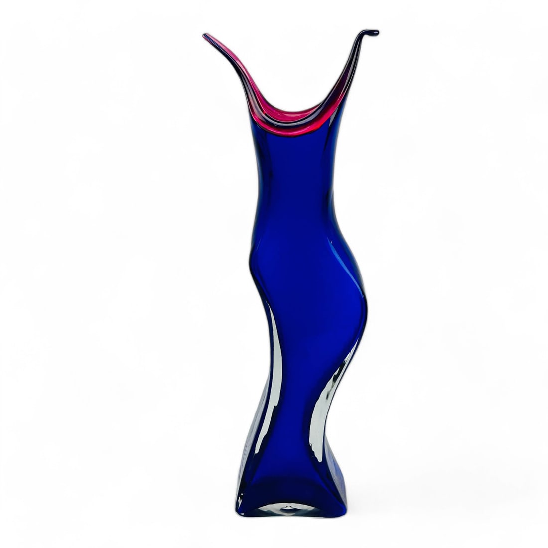 Young & Constantin Cobalt Cased Glass Vase SIGNED (1 of 4)