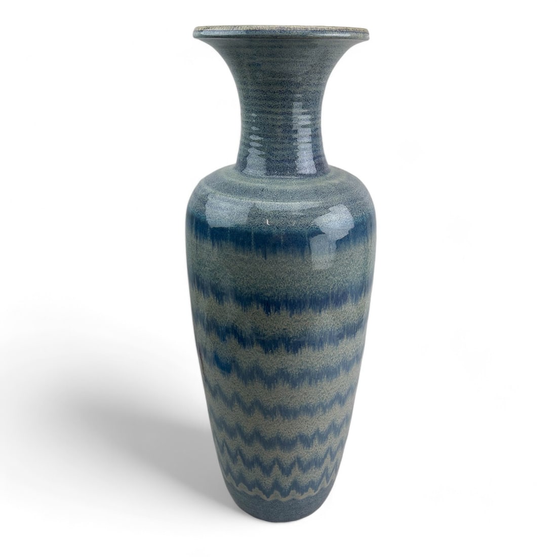 Ceramic Art Pottery Salt Glaze Zigzag Floor Vase (1 of 5)