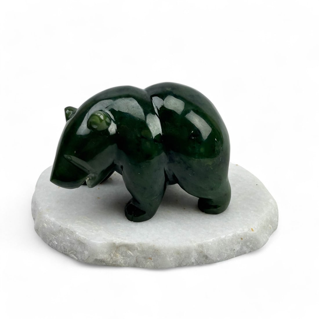 Lyle Sopel Style Carved Green Jade Bear Sculpture (1 of 5)