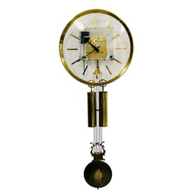 Howard Miller Gilt Brass Lucite Acrylic Wall Clock