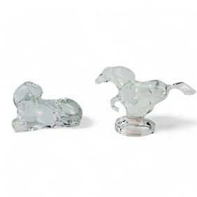 Baccarat Equestrian Crystal Glass Horse Sculptures