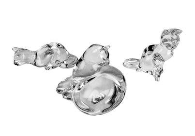 Baccarat France Feline Cat Crystal Glass Figurines