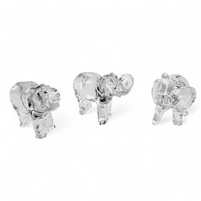 Baccarat Crystal Elephant Trunk Up Glass Figurines
