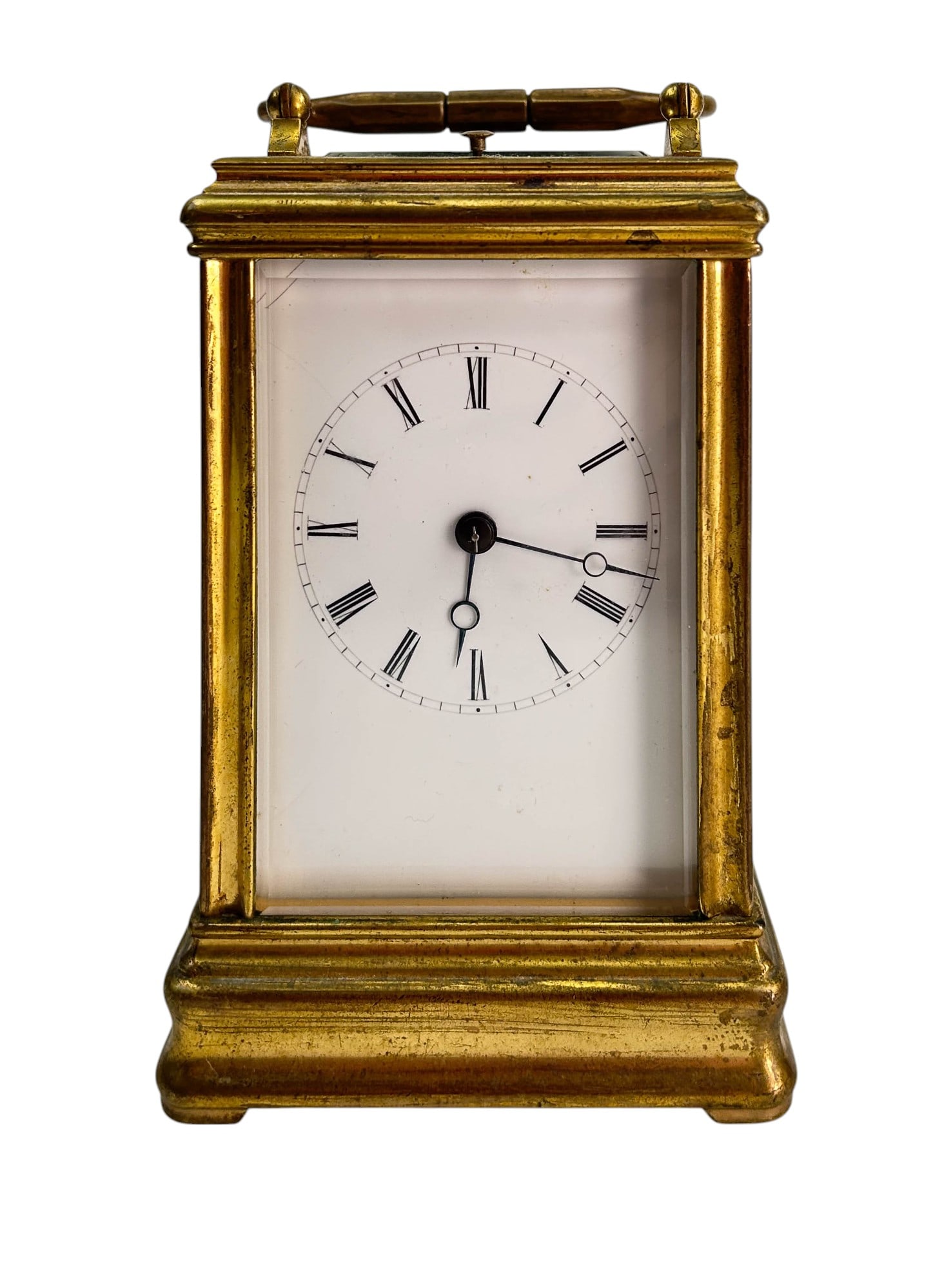 Antique French Brass Beveled Glass Carriage Clock (1 of 5)