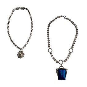Tiffany Co Sterling Gemstone Pendant Necklace 2pc