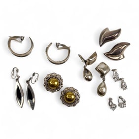 Mexico & Sterling Silver 925 Clip On Earrings 7 Pr