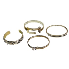 Lot 4 Mexico Sterling Silver Cuff Bangle Bracelet