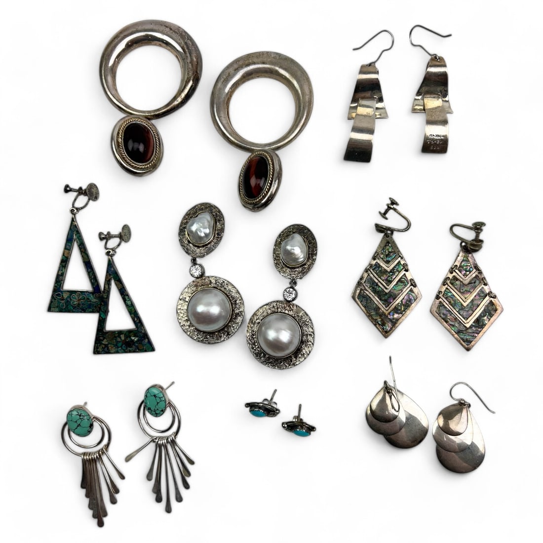 Sterling Silver 925 Turquoise Tiger Eye Earrings (1 of 8)