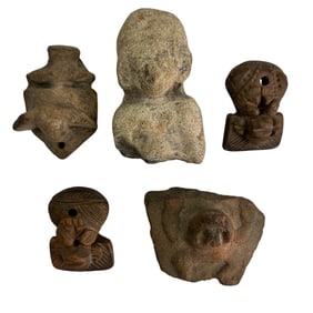 Pre Columbian Mayan Style Small Head Fragments