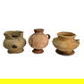 Pre Columbian Mayan Style Pottery Vessel Vases 3pc