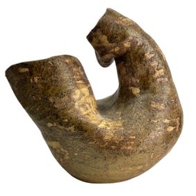Pre Columbian Style Ceramic Pottery Folded Vase