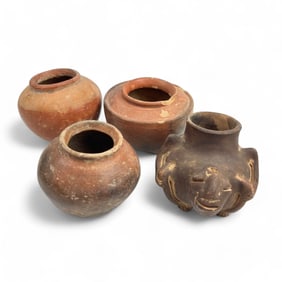 Pre-Columbian Style Ceramic Pottery Vessels 4p LOT