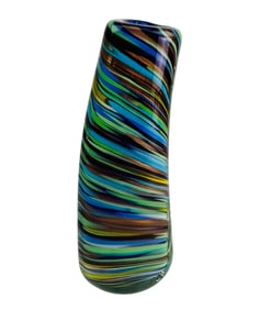Murano Curved Triangular Art Glass MultiColor Vase
