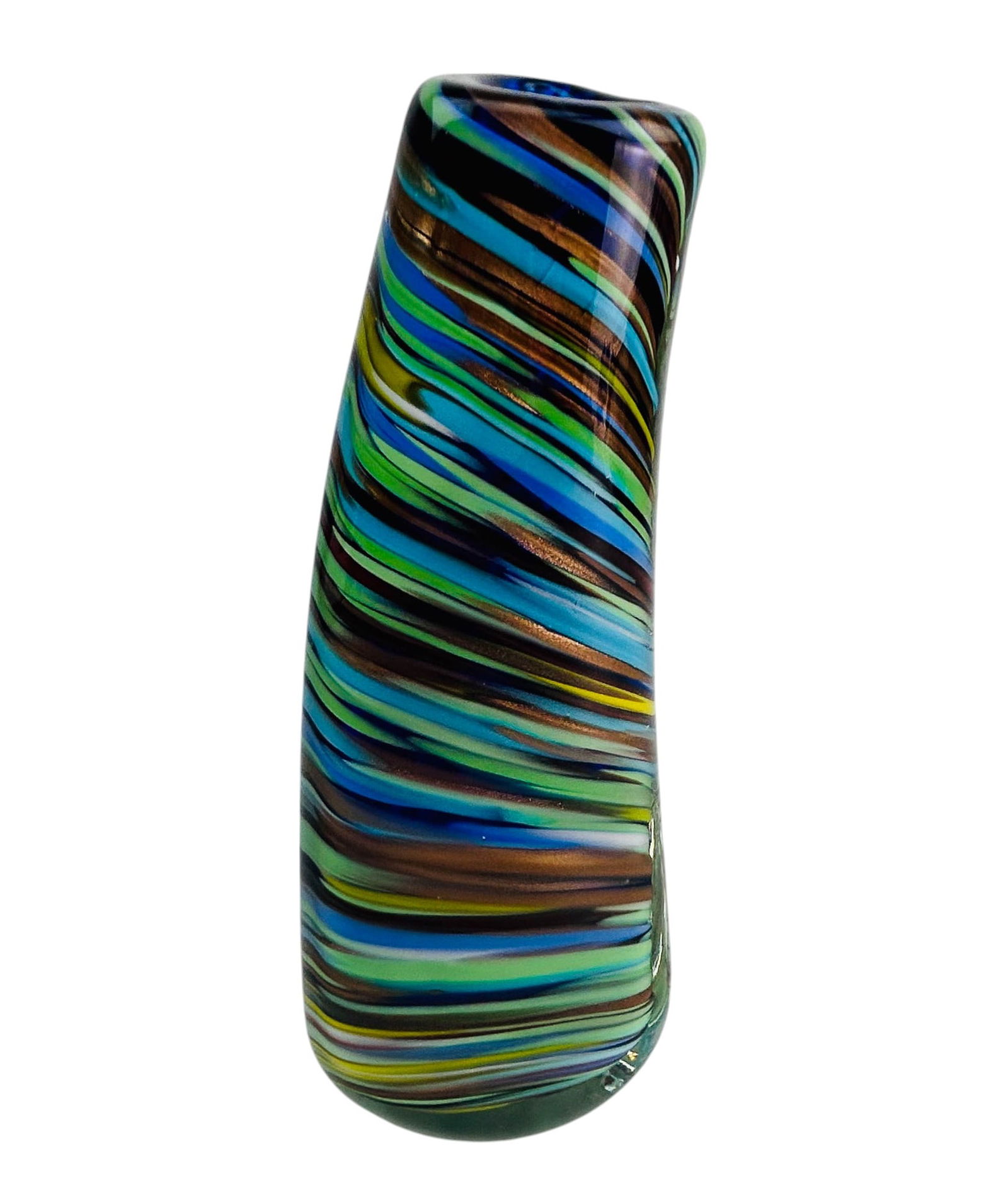 Murano Curved Triangular Art Glass MultiColor Vase (1 of 4)