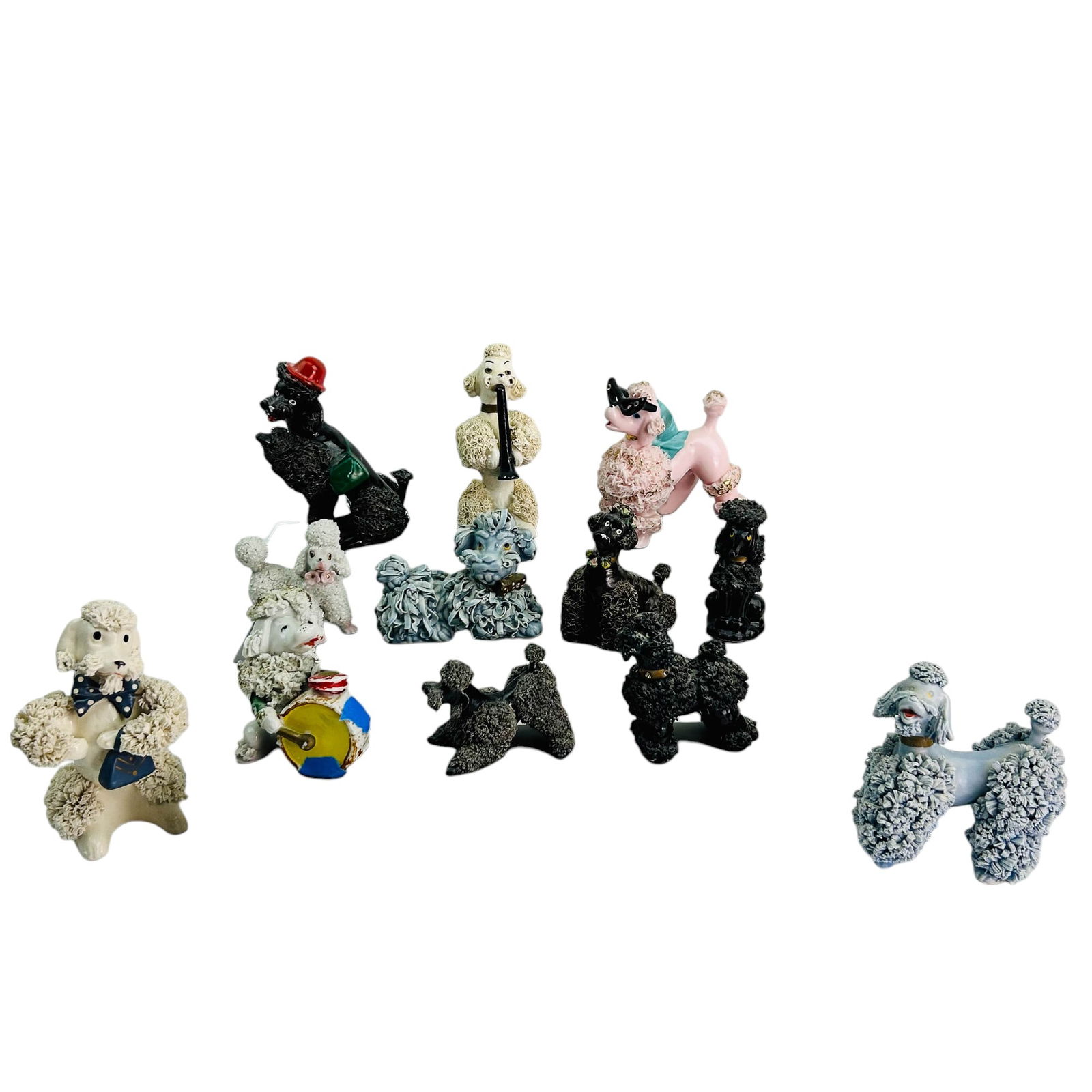 Black White Pink Blue Ceramic Spaghetti Poodle 10p (1 of 10)