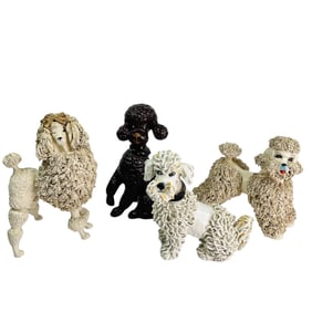 4 Large Ceramic Spaghetti Poodle K9 Dog Figurines