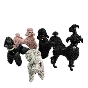 6 Large Ceramic Spaghetti Poodle K9 Dog Figurines