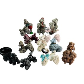 Collection 12 Ceramic Spaghetti Poodle Figurines