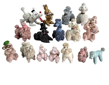 Ceramic Spaghetti Poodle K9 Dog Figurines 15pc LOT