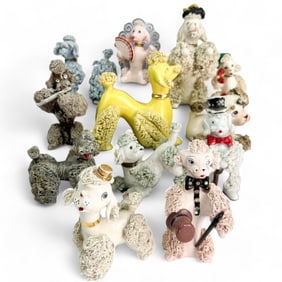 Mid Century Ceramic Spaghetti Poodle Figurine 12pc