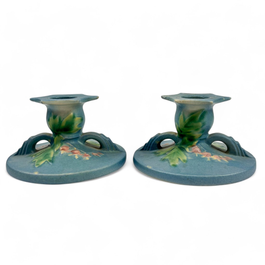 Roseville Pottery Bleeding Heart Candle Holders (1 of 4)