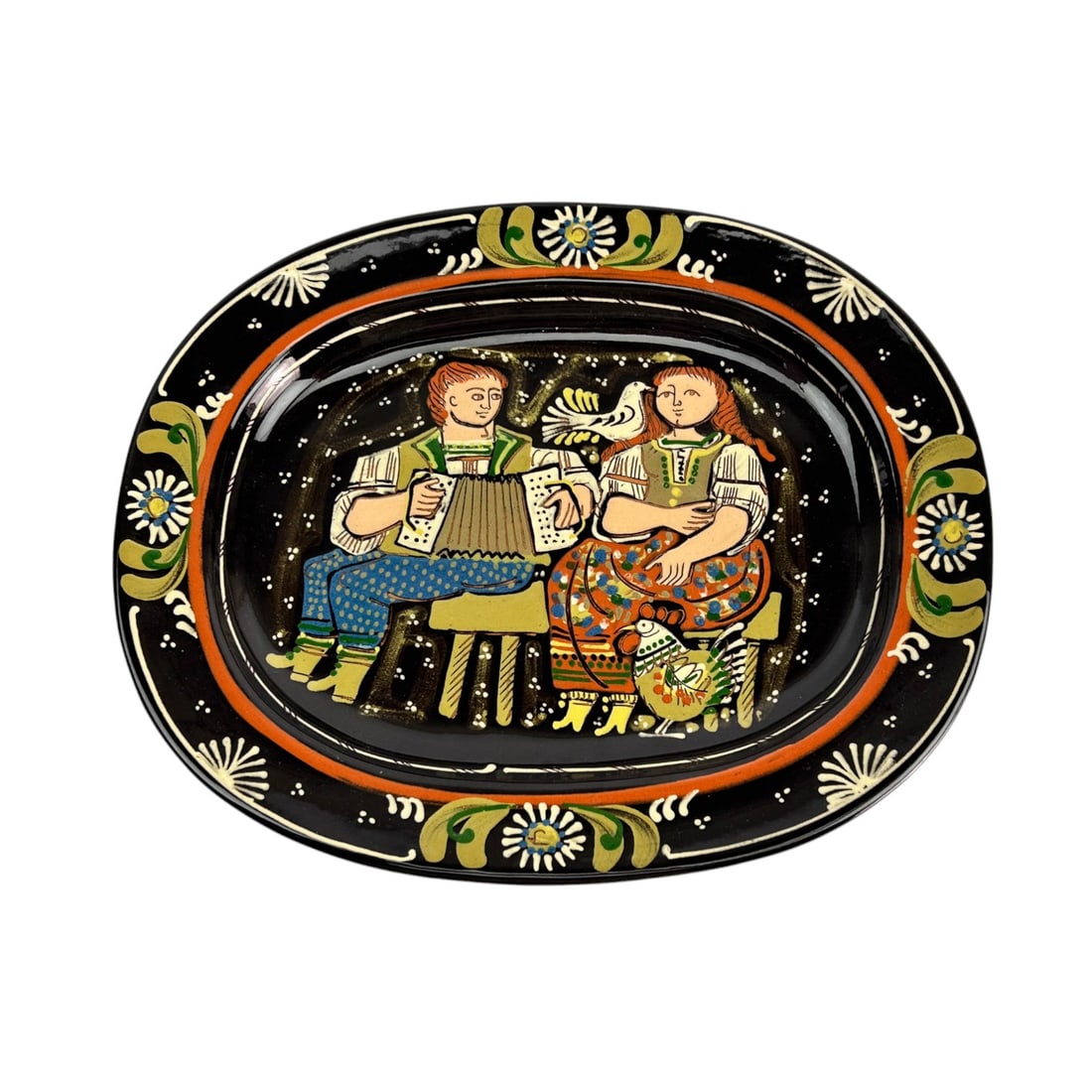 Hans Schneider Swiss Folk Painted Art Pottery Tray (1 of 6)