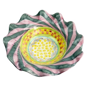 Mackenzie Childs Cayuga 14" Scalloped Serving Bowl