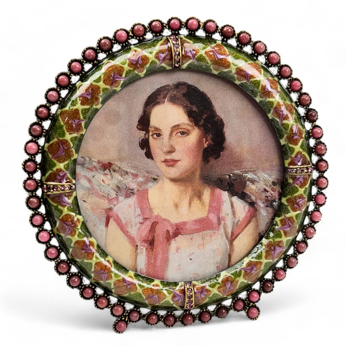 Jay Strongwater Round Enamel Jeweled Photo Frame (1 of 5)
