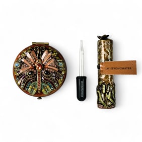 Jay Strongwater Enamel Jeweled Compact & Atomizer