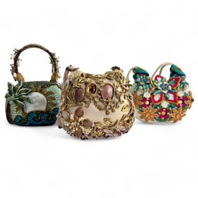 Mary Frances Designer Jeweled Beaded Purse Bag 3pc