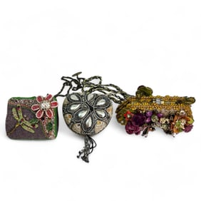 Mary Frances Designer Beaded Jeweled Purse Bag 3pc