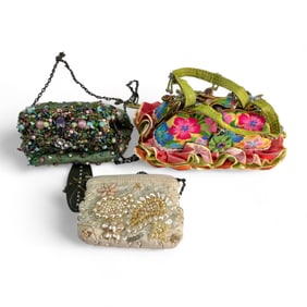 Mary Frances Designer Beaded Purse Handbag 3pc LOT