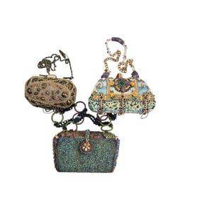 Mary Frances Designer Beaded Purse Handbag LOT 3pc