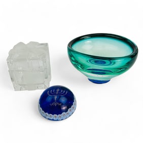 Kosta Boda Murano Tiffany Bowl Box Paperweight LOT