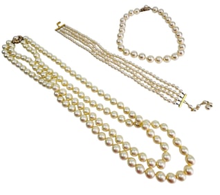 Majorca Pearl Crystal Necklace Choker 3 pc Lot