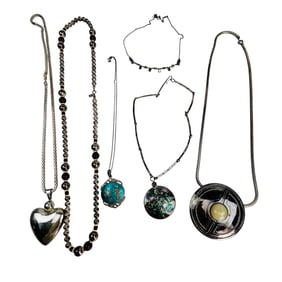 Sterling Silver Gemstone Necklace Pendant LOT