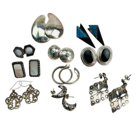 Sterling Silver 925 Gemstone Pierced Earrings LOT