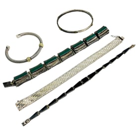 Sterling Silver Gemstone Bracelet & Bangle 5pc LOT