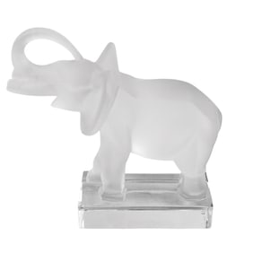 Lalique France Elephant Trunk Up Crystal Figurine