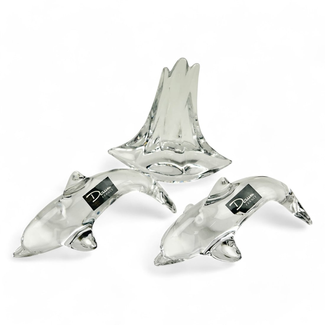 Lot Daum France Crystal Dolphin Sailboat Sculpture (1 of 5)