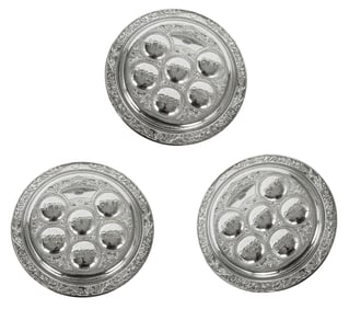 Legacy Silver Plate Judaica Passover Plate 3pc LOT
