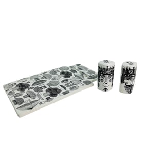 Arabia Finel Cheese Board & Porsgrund Shakers PAIR