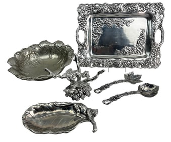 Arthur Court Aluminum Serving Bowl Tray Server 6pc