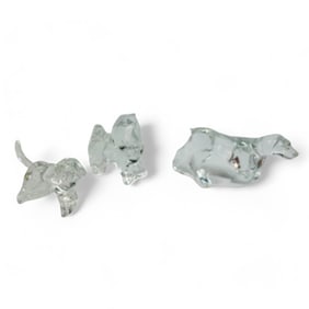 Baccarat France Crystal Dog Glass Figurines 3pc