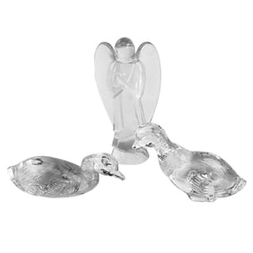Baccarat French Crystal Angel Duck Birds Figurines