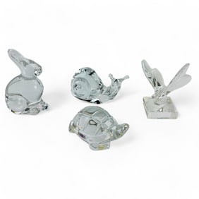 Baccarat Rabbit Tortoise Snail Butterfly Figurines
