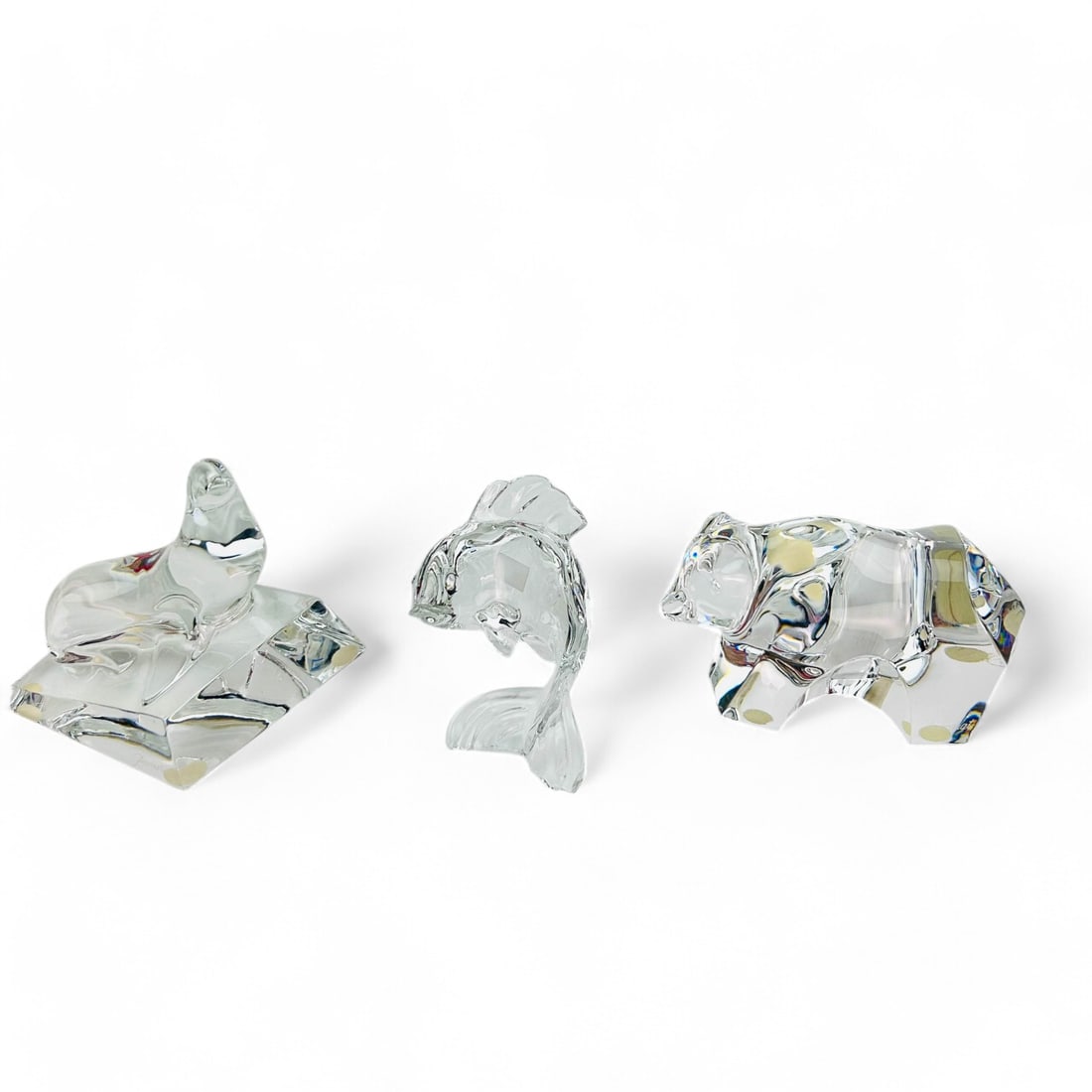 Baccarat Bear Seal Fish Crystal Glass Figurine LOT (1 of 4)